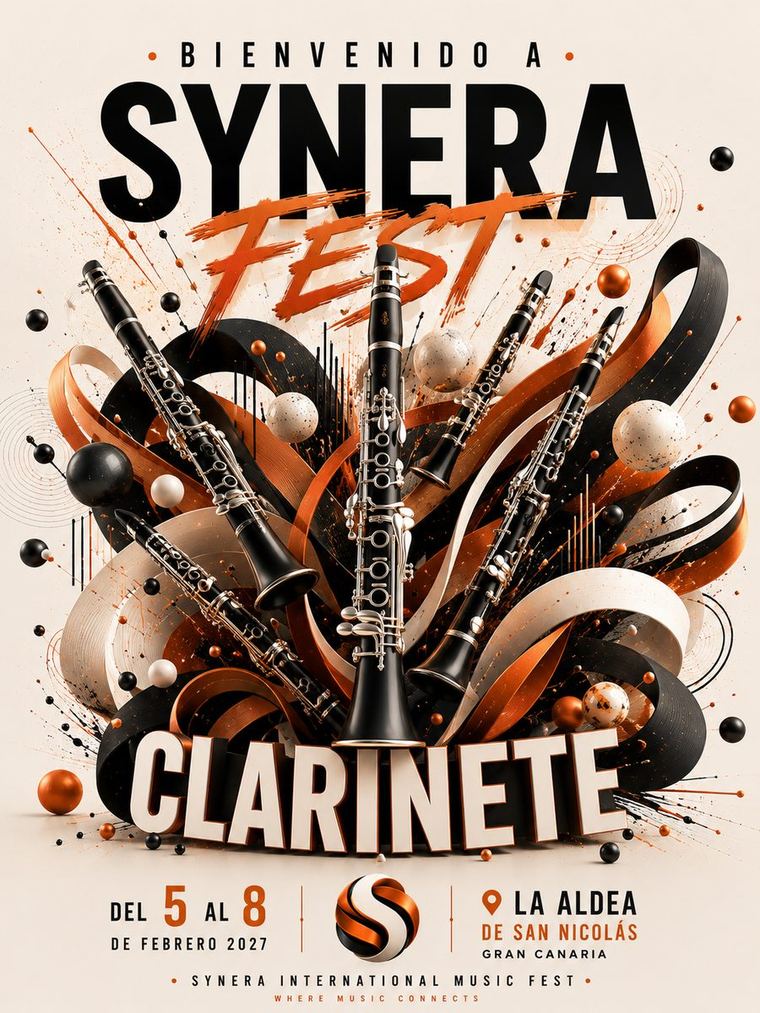 Cartel oficial de la especialidad de Clarinete · SYNERA International Music Fest 2027