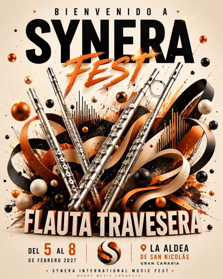 Cartel oficial de la especialidad de Flauta Travesera · SYNERA International Music Fest 2027