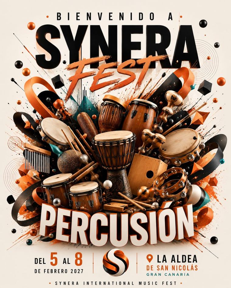 Cartel oficial de la especialidad de Percusión · SYNERA International Music Fest 2027